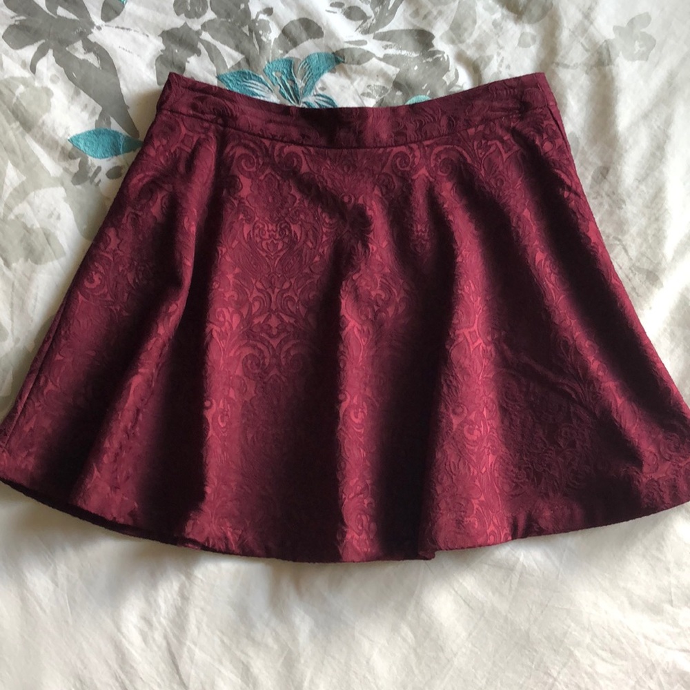 Burgundy embroidered skirt